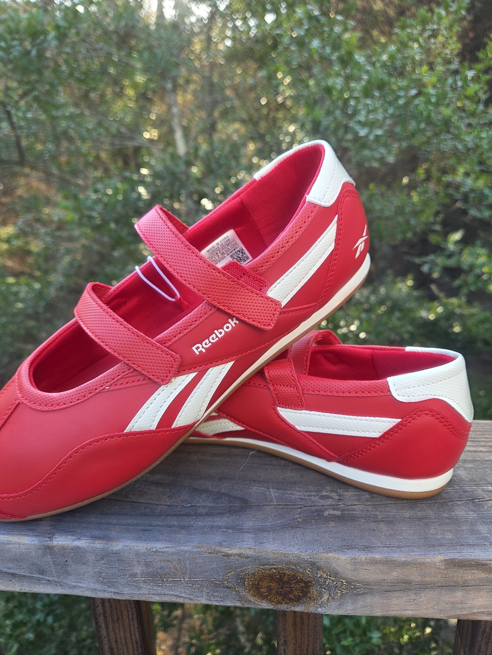 Reebok Red Mary Jane Sneakers with White Accents